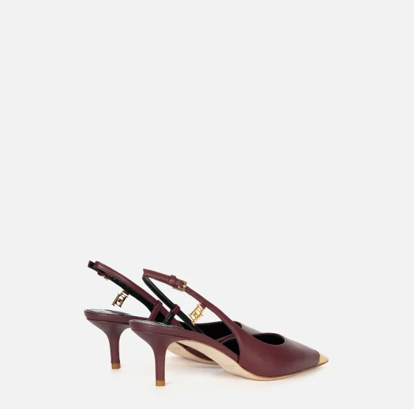 Elisabetta Franchi Décolleté^Slingback in nappa con puntalino in metallo RougeNoir