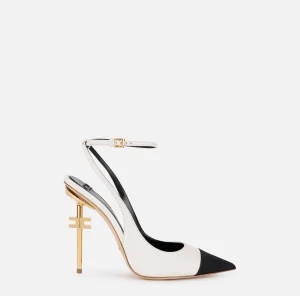 Elisabetta Franchi Décolleté^Slingback in nappa con tacco scultura Burro/Nero