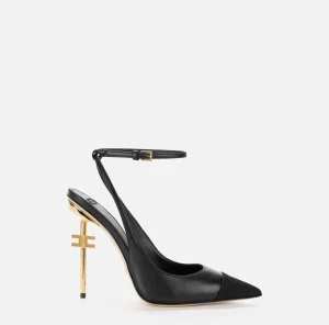 Elisabetta Franchi Décolleté^Slingback in nappa con tacco scultura Nero/Nero
