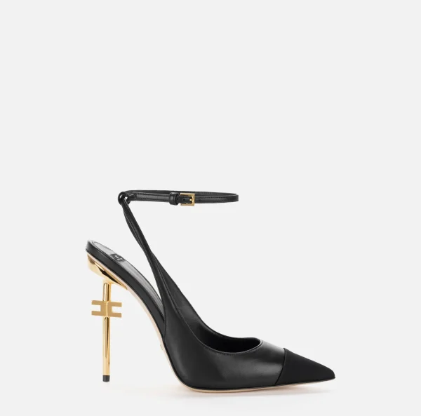 Elisabetta Franchi Décolleté^Slingback in nappa con tacco scultura Nero/Nero