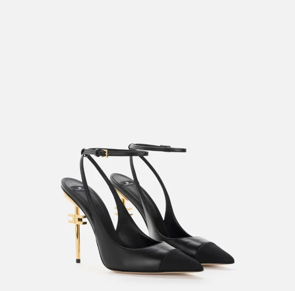 Elisabetta Franchi Décolleté^Slingback in nappa con tacco scultura Nero/Nero