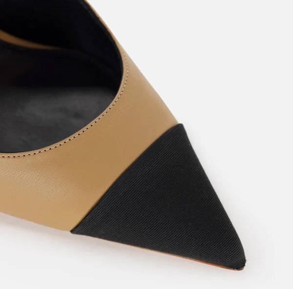 Elisabetta Franchi Décolleté^Slingback in nappa con tacco scultura Camel/Nero