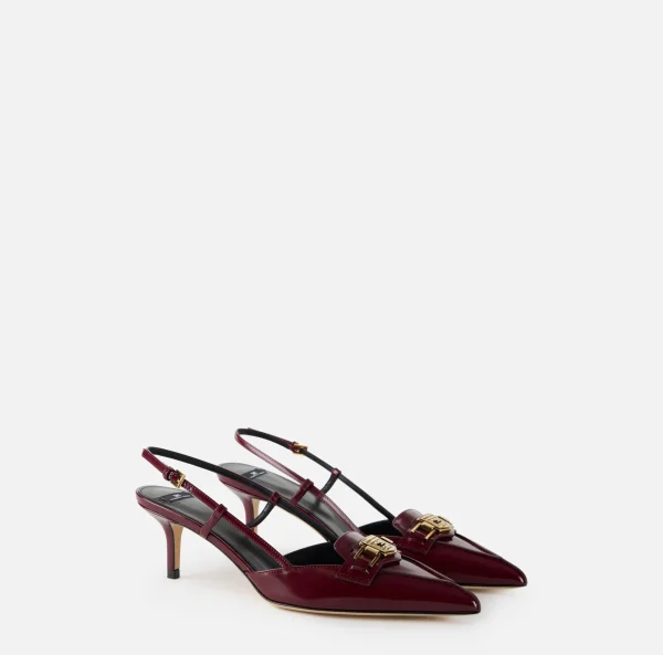 Elisabetta Franchi Décolleté^Slingback in pelle con morsetto RougeNoir