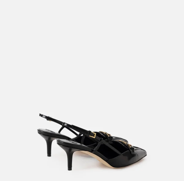 Elisabetta Franchi Décolleté^Slingback in pelle con morsetto Nero