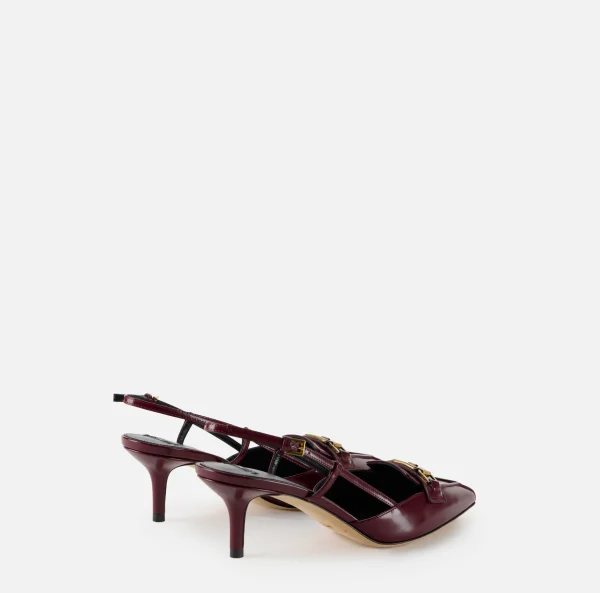 Elisabetta Franchi Décolleté^Slingback in pelle con morsetto RougeNoir