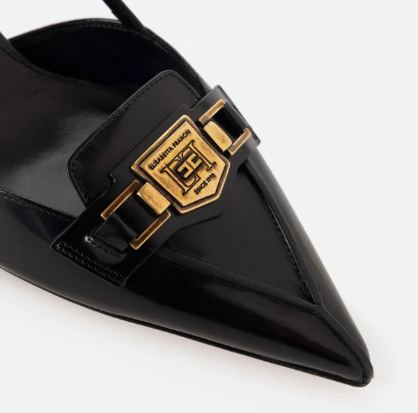 Elisabetta Franchi Décolleté^Slingback in pelle con morsetto Nero