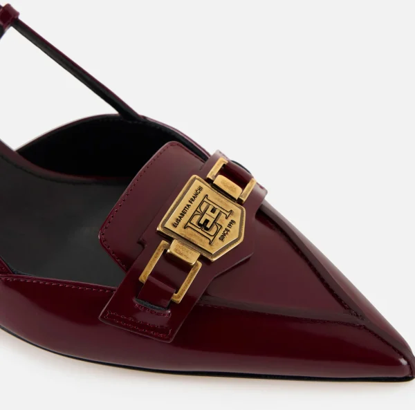 Elisabetta Franchi Décolleté^Slingback in pelle con morsetto RougeNoir