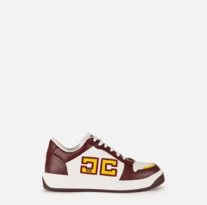 Elisabetta Franchi Sneakers E Scarpe Basse^Sneakers in pelle logo bicolor RougeNoir/Avorio