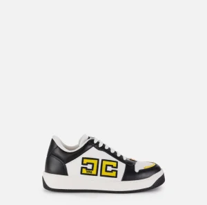 Elisabetta Franchi Sneakers E Scarpe Basse^Sneakers in pelle logo bicolor Nero/Avorio