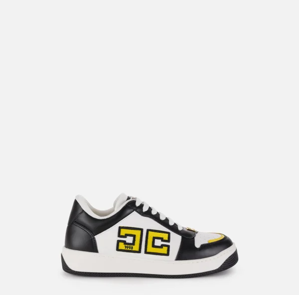Elisabetta Franchi Sneakers E Scarpe Basse^Sneakers in pelle logo bicolor Nero/Avorio