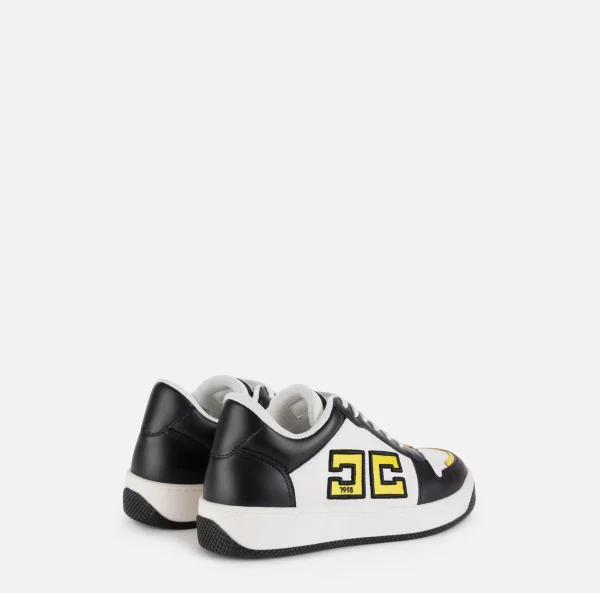 Elisabetta Franchi Sneakers E Scarpe Basse^Sneakers in pelle logo bicolor Nero/Avorio