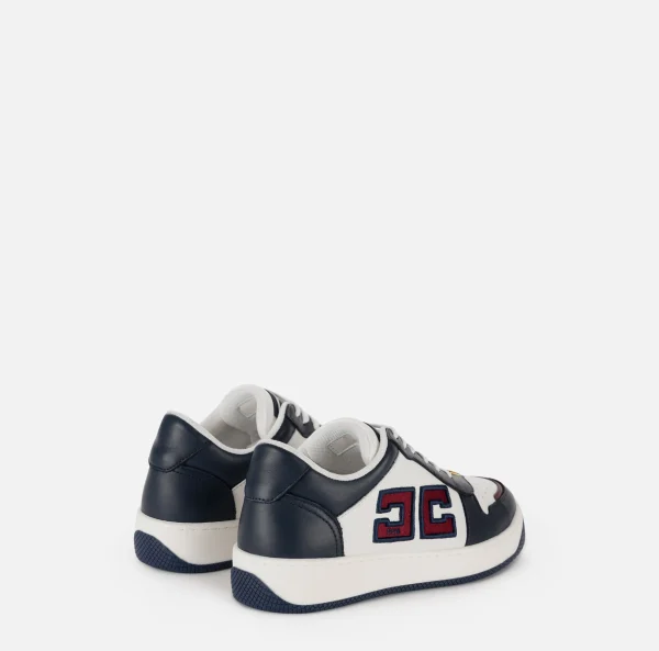 Elisabetta Franchi Sneakers E Scarpe Basse^Sneakers in pelle logo bicolor Navy/Avorio