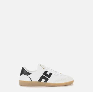 Elisabetta Franchi Sneakers E Scarpe Basse^Sneakers in pelle scudetto Avorio/Nero