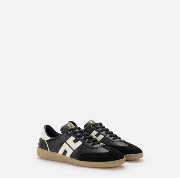 Elisabetta Franchi Sneakers E Scarpe Basse^Sneakers in pelle scudetto Nero/Burro