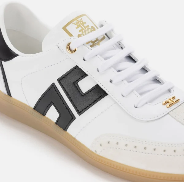 Elisabetta Franchi Sneakers E Scarpe Basse^Sneakers in pelle scudetto Avorio/Nero