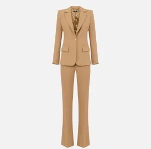 Elisabetta Franchi Tailleur^Tailleur in crêpe stretch con giacca sfiancata e pantalone dritto Bronze