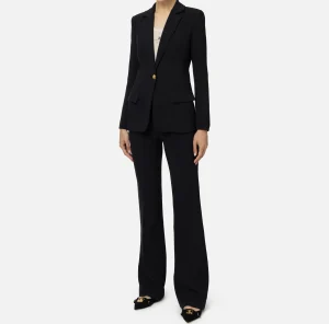 Elisabetta Franchi Tailleur^Tailleur in crêpe stretch con giacca sfiancata e pantalone dritto Nero
