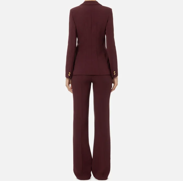 Elisabetta Franchi Tailleur^Tailleur in crêpe stretch con giacca sfiancata e pantalone dritto RougeNoir