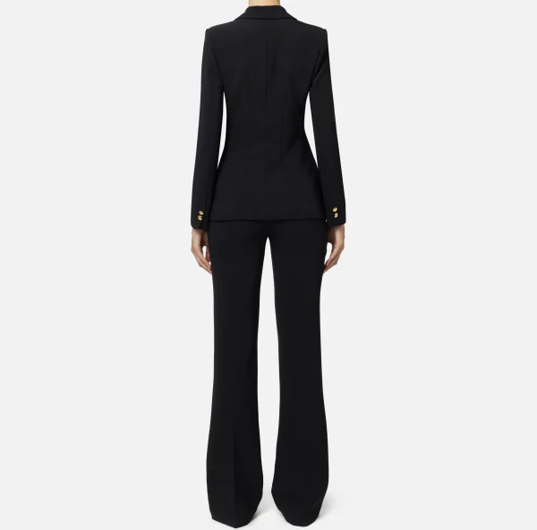 Elisabetta Franchi Tailleur^Tailleur in crêpe stretch con giacca sfiancata e pantalone dritto Nero