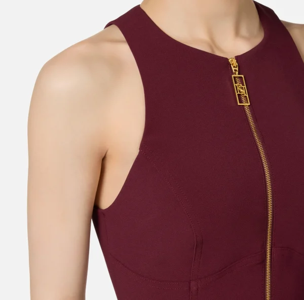Elisabetta Franchi Top, T-Shirt & Body^Top cropped in doppio crêpe con zip RougeNoir