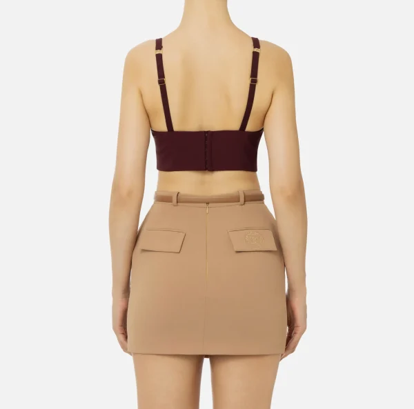 Elisabetta Franchi Top, T-Shirt & Body^Top in doppio crêpe con placca logo RougeNoir