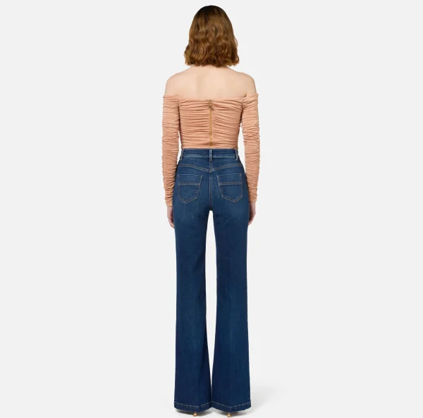 Elisabetta Franchi Top, T-Shirt & Body^Top in jersey cupro drappeggiato PeachRose