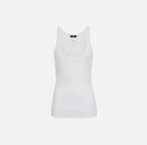 Elisabetta Franchi Top, T-Shirt & Body^Top in jersey e lana con logo Avorio
