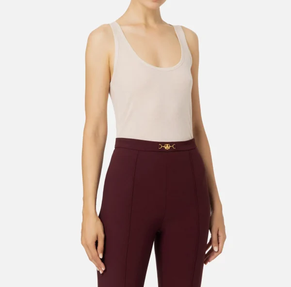 Elisabetta Franchi Top, T-Shirt & Body^Top in jersey e lana con logo Lattice