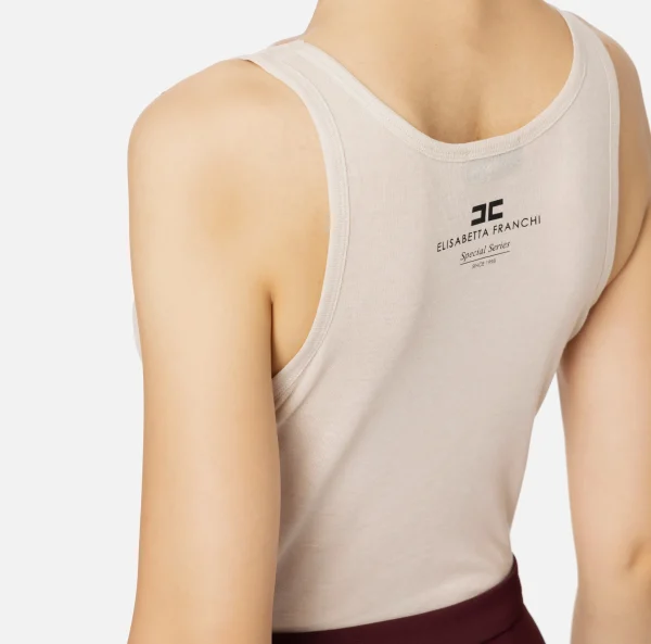 Elisabetta Franchi Top, T-Shirt & Body^Top in jersey e lana con logo Lattice