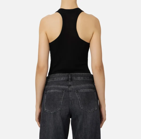 Elisabetta Franchi Top, T-Shirt & Body^Top in jersey e lana con logo Nero