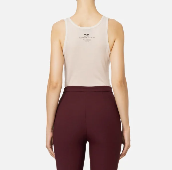 Elisabetta Franchi Top, T-Shirt & Body^Top in jersey e lana con logo Lattice