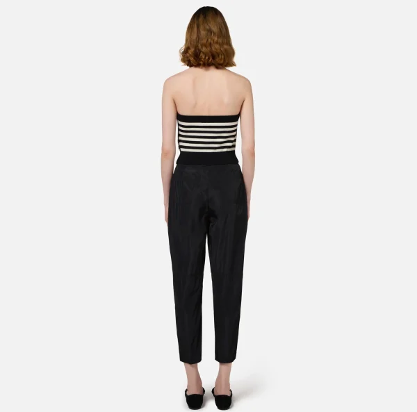 Elisabetta Franchi Top, T-Shirt & Body^Top in lana a righe Nero/Burro