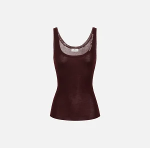Elisabetta Franchi Top, T-Shirt & Body^Top in lana merino con logo jacquard RougeNoir