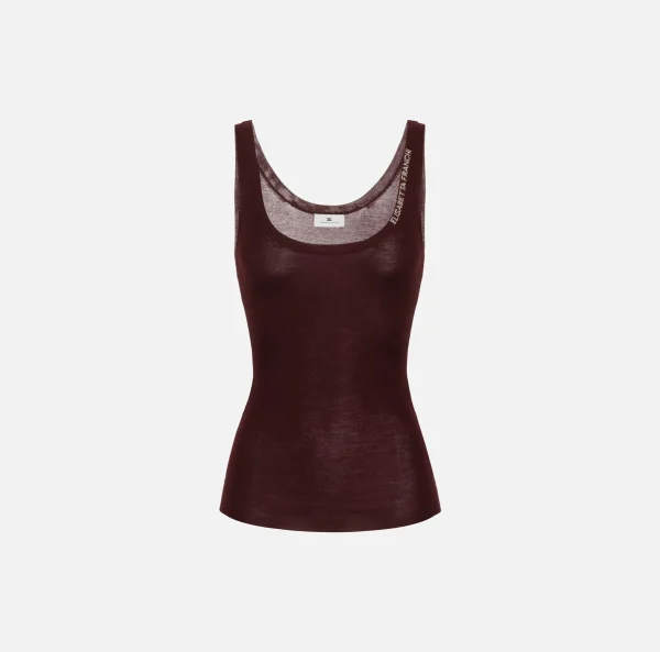 Elisabetta Franchi Top, T-Shirt & Body^Top in lana merino con logo jacquard RougeNoir