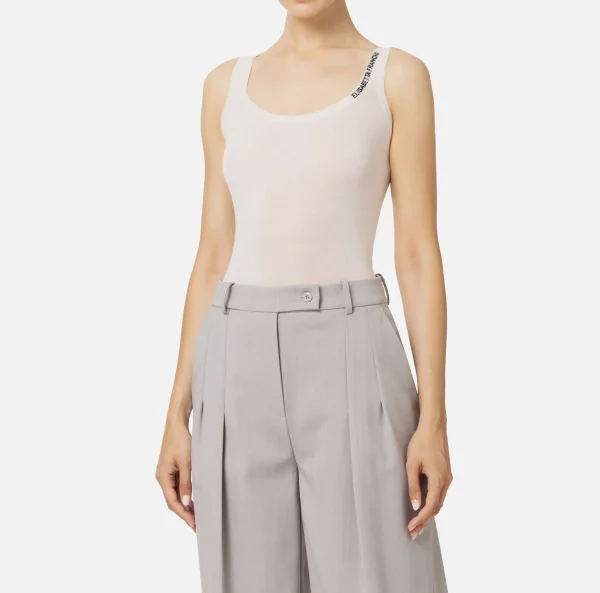 Elisabetta Franchi Top, T-Shirt & Body^Top in lana merino con logo jacquard Lattice
