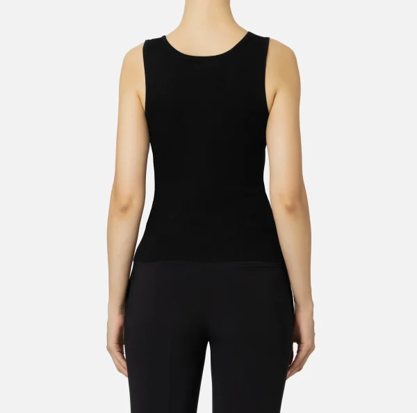 Elisabetta Franchi Top, T-Shirt & Body^Top in viscosa con bande logate Nero/Burro