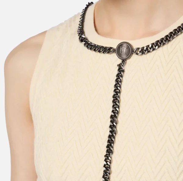 Elisabetta Franchi Top, T-Shirt & Body^Top in viscosa con catena Burro