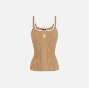 Elisabetta Franchi Top, T-Shirt & Body^Top in viscosa con logo college Camel/Burro