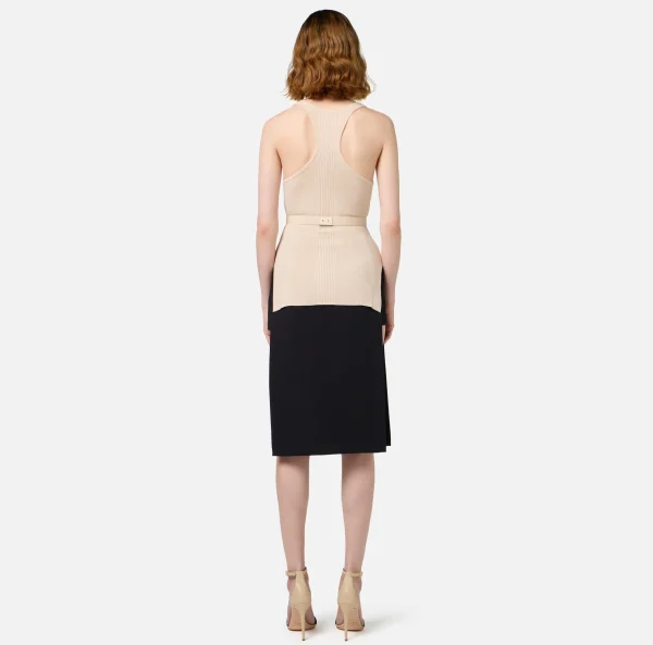 Elisabetta Franchi Top, T-Shirt & Body^Top in viscosa e seta a costine con ricamo logo Lattice