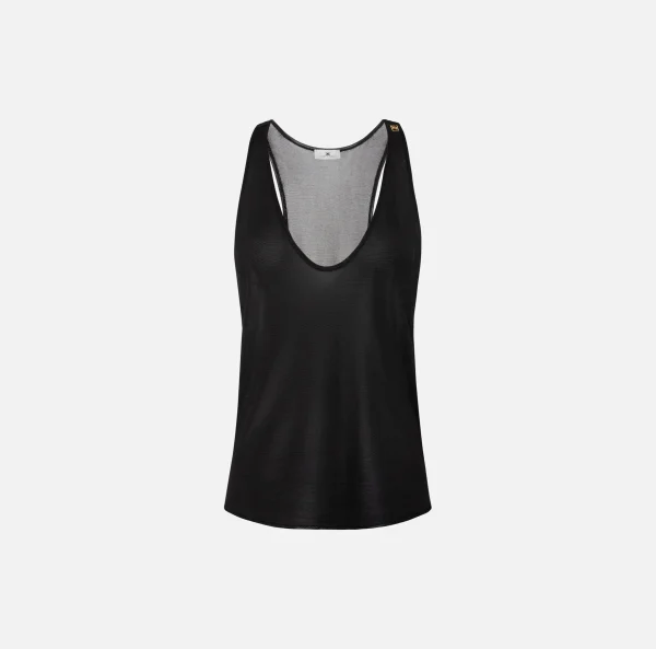 Elisabetta Franchi Top, T-Shirt & Body^Top in viscosa lucida Nero
