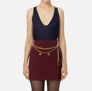 Elisabetta Franchi Top, T-Shirt & Body^Top in viscosa lucida Navy