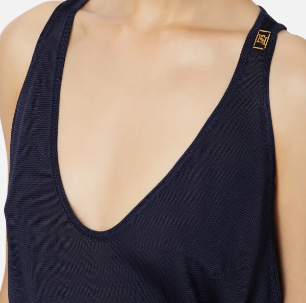 Elisabetta Franchi Top, T-Shirt & Body^Top in viscosa lucida Navy