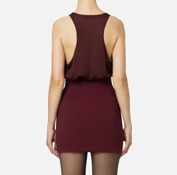 Elisabetta Franchi Top, T-Shirt & Body^Top in viscosa lucida RougeNoir