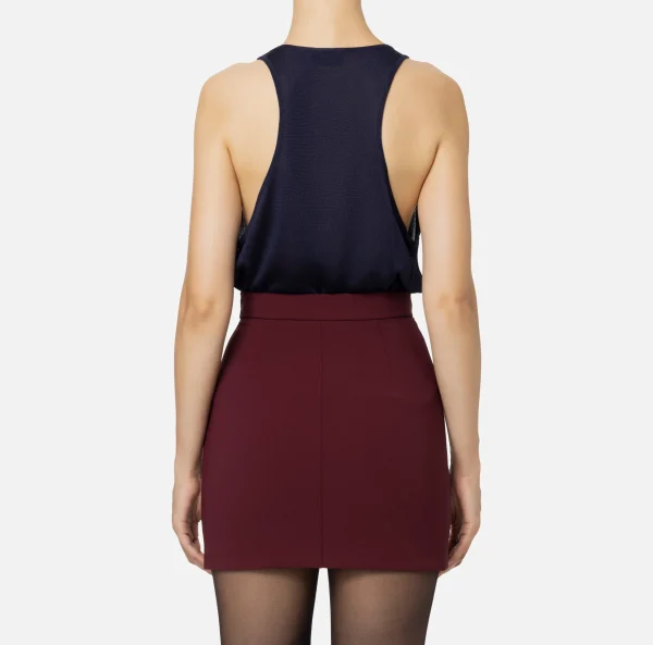 Elisabetta Franchi Top, T-Shirt & Body^Top in viscosa lucida Navy