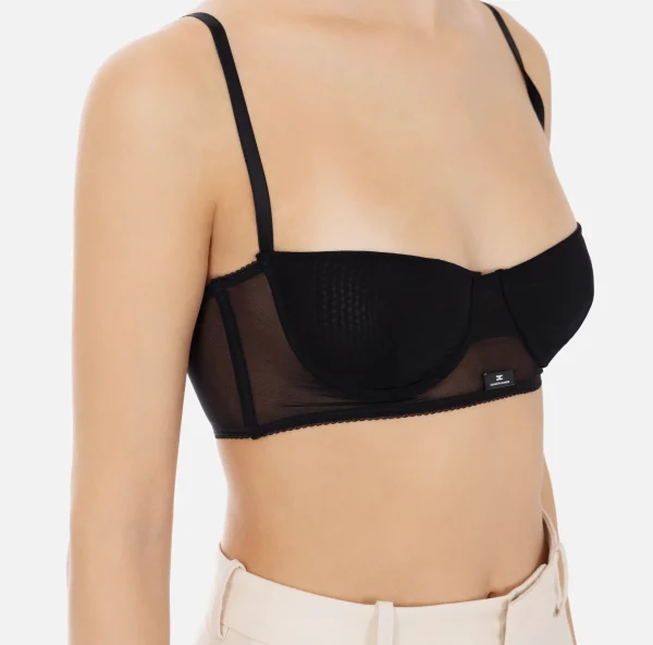 Elisabetta Franchi Top, T-Shirt & Body^Top reggiseno in tulle stretch Nero