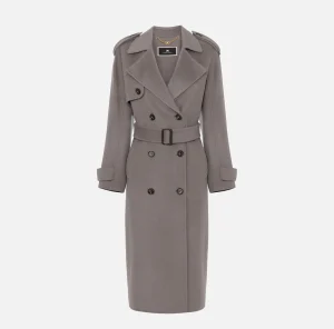 Elisabetta Franchi Capispalla^Trench in lana Steel