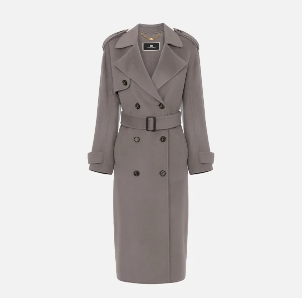 Elisabetta Franchi Capispalla^Trench in lana Steel
