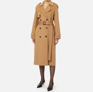 Elisabetta Franchi Capispalla^Trench in lana Camel
