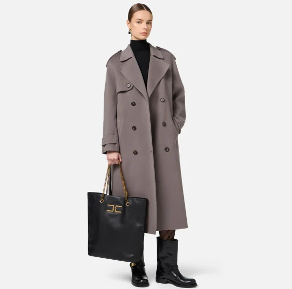 Elisabetta Franchi Capispalla^Trench in lana Steel