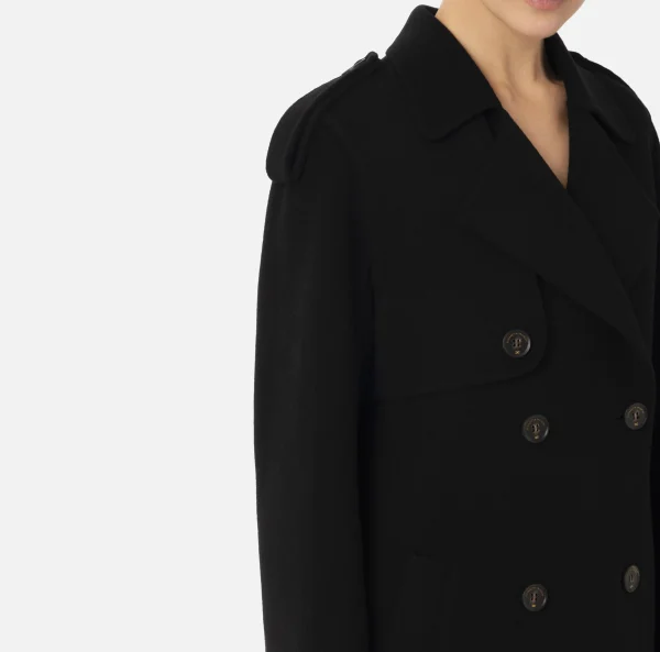 Elisabetta Franchi Capispalla^Trench in lana Nero
